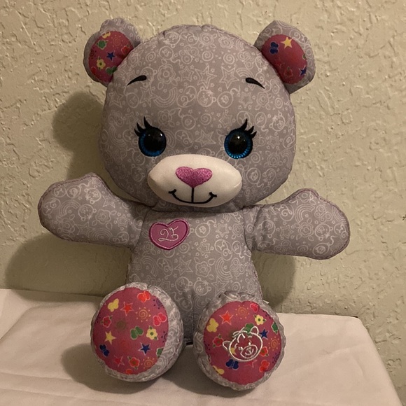 Tomy doodle bear plush toy Bear gray pink 14” 25th anniversary (Minus markers) - Picture 1 of 7